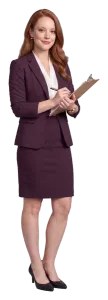Erin Calder checking a list on a clipboard