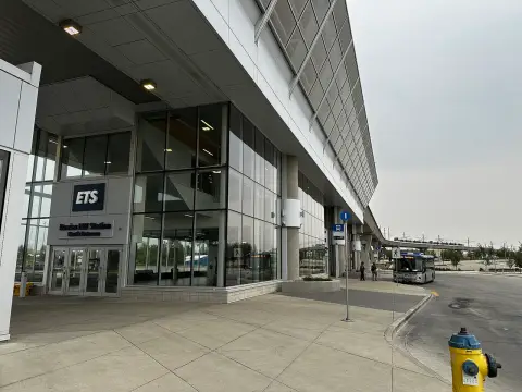 Davies Station transit centre at ground level, on the southeast side of Edmonton